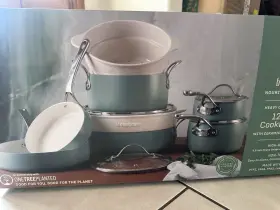 137656-12 Bloomhouse 12 Piece Aluminum Pots And Pans Cookware Set With Non-toxic Ceramic