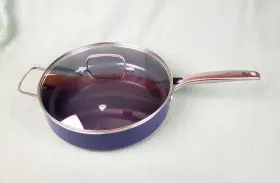 Blue Diamond 885837015706 Cookware Ceramic Nonstick Metal Fry Pan 12 Inch With Glass Lid
