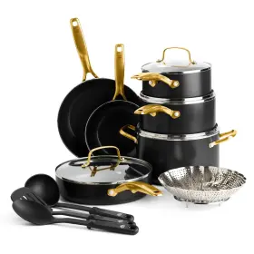 Blue Diamond 885837040395 Gold 14 Piece Cookware Pots And Pans Set Induction Suitable Infused