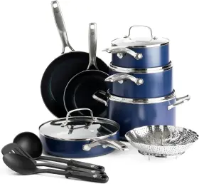 Cc001951-001 Blue Diamond 14 Piece Cookware Infused Ceramic Nonstick Pots And Pans Set