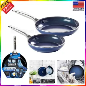 Cc002197-001 Blue Diamond Non Stick Frying Pan Set Cookware Enh. Ceramic Skillet 9.5ftft And 11ftft