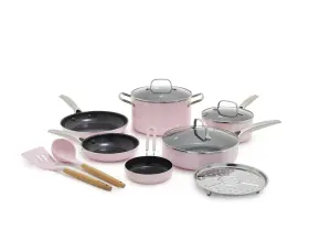 Cc006076-001 Blue Diamond Healthy Ceramic And Dishwasher Safe 12-piece Cookware Set Pink