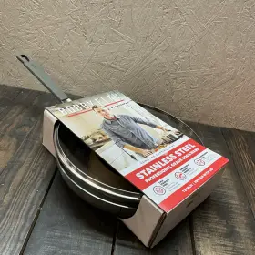 Bobby Flay By Greenpan 885837044331 12 Inch Fry Pan With Lid Stainless Steel Nonstick New - Read