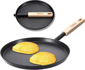 Bk-lgb-9in Bodkar Frying Pan Skillet 8-inch Flat Crepe Lightweight Grill With Wooden Hand