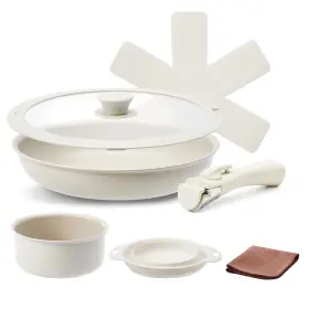 Boryenty 785768802690 7-piece Non Stick Ceramic Cookware Set With Detachable Handles Induction And O