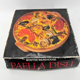 09-134 Boston Warehouse 12 Inch Terra Cotta Paella Dish Vintage 1992 Cazuela