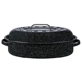 Bovado Usa 720189169038 15.25 Inch 12 Lb Capacity Enamel Oval Turkey Roaster Pan Lid -