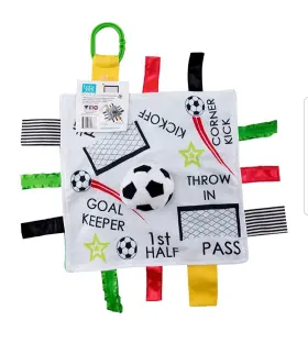 Brand The Learning Lovey 659061824768 Baby Jack And Co 10x10 Inch Soccer Sports Sensory Plush Blanket - Tag Toy