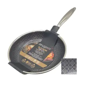 Brandani Italy 029722856032 Cookware 9.5in Tri-ply Nonstick Stainless Steel Fry Pan Ceramic Coated