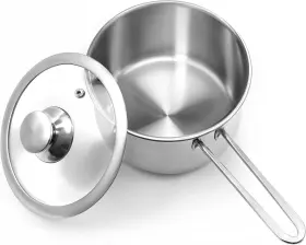 Hs-016 Branded 2 Quart Tri-ply Stainless Steel Saucepan With Glass Lid Induction Sauce Pan Co