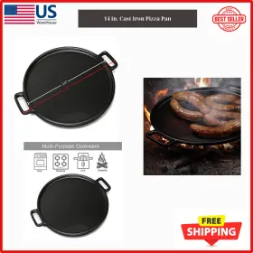 Hw031125 Branded Home-complete 14 Inch Cast Iron Pizza Pan