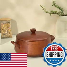 B0db649wxz Brick Brown Handcrafted Wooden Handi Roti Mahogany Finish Chapati For Kitchen