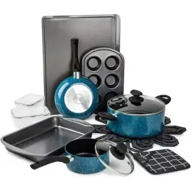 Brooklyn Steel 840179246560 Co. Venus Nonstick Aluminum 16-pc. Cookware Set Navy. New