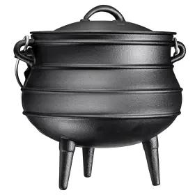 B0979q7nch Bruntmor 12 Quart Pre-seasoned Cast Iron Dutch Oven Cauldron Pot For Camp Cookin