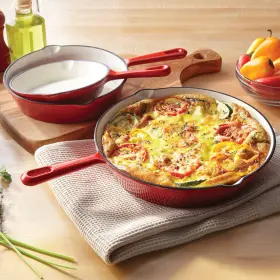 Brylanehome 878201004475 3 Piece Cast Iron Enameled Skillet Set - Red