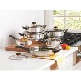 Brylanehome 878201005076 12 Piece Mirror Polish Stainless Steel Cookware Set With Bakelite