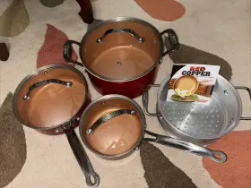 10824 Bulbhead Red Copper Sale 7pc Copper-infused Ceramic Non-stick Cook Set