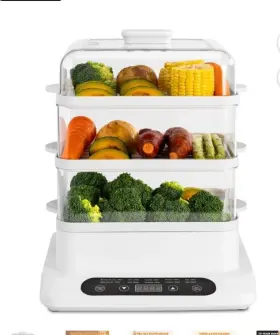 Sp808a Cachoo Food Steamer 3-tier Electric 800w Timer And App Control 16 Quart