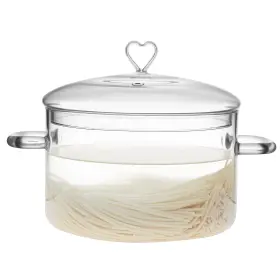 B0fmkj2fds Calorcristo 3 L Glass Cooking Pot With Lid 3.2 Quart Heat Resistant Simmer Clear Heart Shape