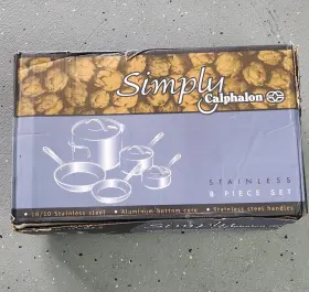 Calphalon 016853040025 Simply Stainless 8 Piece Cookware Set Brand New With Box