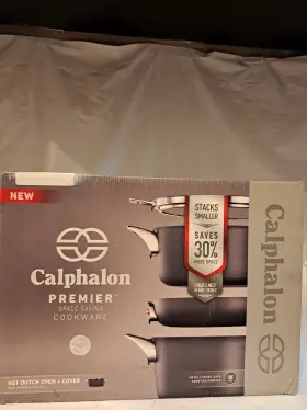 Calphalon 016853068142 Premier Space Saving 5 Quart Dutch Oven With Cover Hard Anodized Nonstick