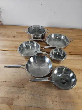 1736513 Calphalon 12 Piece - Premier Stainless Steel Skillet Cookware Set W Glass Lids