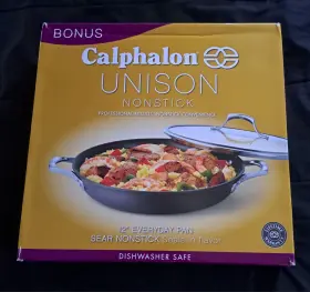 1794502 Calphalon Unison Sear Nonstick 12 Inch Everyday Pan With Cover New Open Box