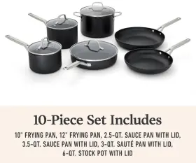 2137794 Calphalon 1948248 Hard Anodized Nonstick Cookware - Black 10 Pc