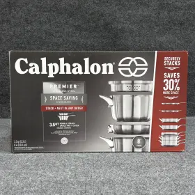 2010660 Calphalon Premier Stainless Space Saving 3.5 Quart Pour/strain Sauce Pan With Lid 8in