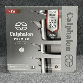 2010826 Calphalon Premier Stackable Space Saving 8.5- Quart Dutch Oven Lid Stainless Steel