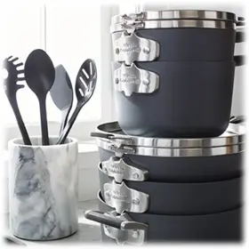 2058557 Calphalon New Space Saving Hard-anodized Nonstick 14pc Cookware And Utensil Set
