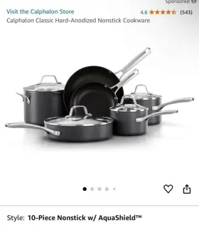2172338 Calphalon Classic Aquashield Nonstick 10 Piece Cookware Set