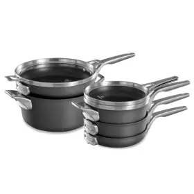 2172352-u-b Calphalon Premier Space Saving 8pc Nonstick Mineralshield Pot And Pans Set Used