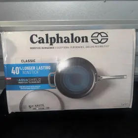 2172385 Calphalon Classic Hardanodized Nonstick Cookware 5 Quart Saute Pan With Lid Open Box