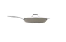 2199792 Calphalon Premier Ceramic Nonstick 12 Inch Frying Pan With Lid Mushroom Grey