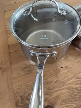 870212 Calphalon 2.5 Quart Stainless Sauce Pan Pot. With Original Glass Lid
