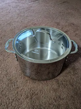 985121271m Calphalon Tri-ply Stainless Steel Stock Pot 8- Quart 10.3 Inch W With Tempered Glass Lid