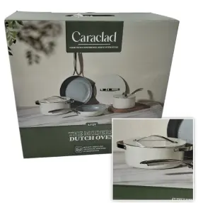 Car-do60-0424 Caraclad Dutch Oven With Lid 4.5 Quart Enamel Cast Aluminum White Pan New In Box