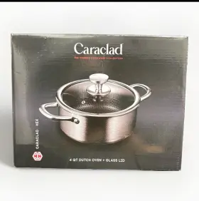Caraclad Hex 810143120400 4 Quart Dutch Oven Glass Lid Stainless Steel And Non-stick M