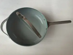 Caraway 313040364392 4.5 Quart Ceramic Saute Pan With Glass Lid Nonstick Ptfe Pfoa Free Oven Safe 425