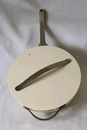 Caraway 850010865140 Cream Non Toxic Ceramic Stick Frying Pan With Lid 11.5 Inch