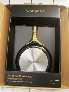 Caraway 850036593331 Nonstick Ceramic Fry Pan 1.05 Qt 8 Inch - Black/gold Brand New
