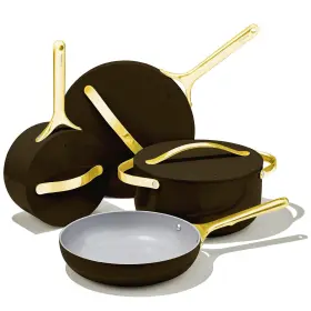 Caraway 850036593966 12-piece Ceramic Non-stick Cookware Set - Black/gold