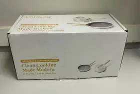 Cw-mnfs-202 Caraway Mini Duo 8 Inch Fry Pan 1.75 Sq Sauce Non-stick Ceramic White And Gold