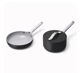 Cw-mnfs-302 Caraway Mini Duo 8 Inch Fry Pan 1.75 Quart Sauce With Lid Non-stick Ceramic Black
