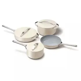 Caraway Home 313040163148 9-piece Ceramic Nonstick Cookware Set In Cream