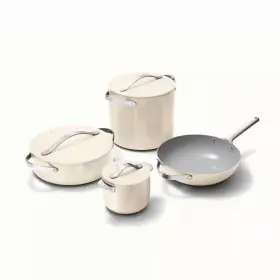 Caraway Home 445045066056 Cookware 8-piece Ceramic Nonstick Set In Cream