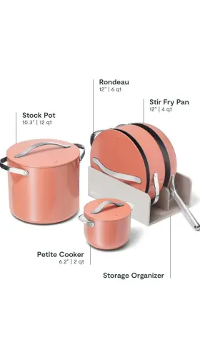 Caraway Home 850010865041 Cookware Set With Non-stick Ceramic Coating In Perracotta Storage