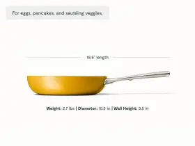 90863017 Caraway Home Nib 10.5 Inch Fry Pan Marigold Nonstick Ceramic Stainless Steel