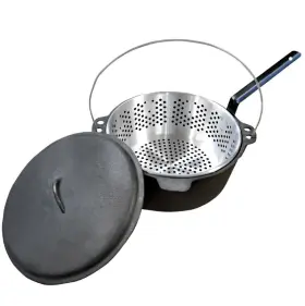 Aci132 Carolina Cooker Cast Iron Pot Lid Strainer 6 Quart